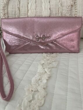 Jessica Simpson Shimmery Mauve Metallic Envelope Clutch